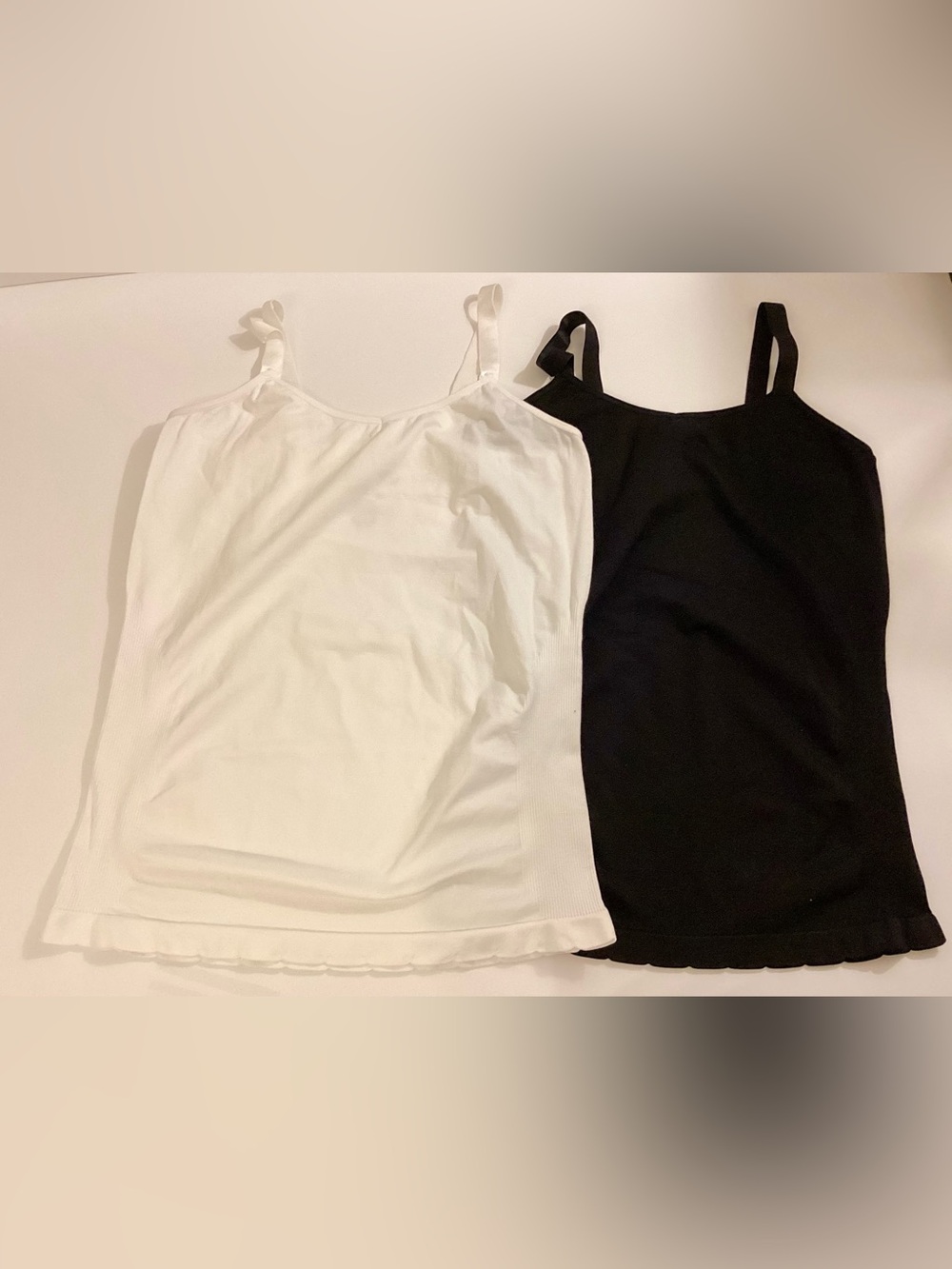 Classic Ribbed Camisole Set - White & Black